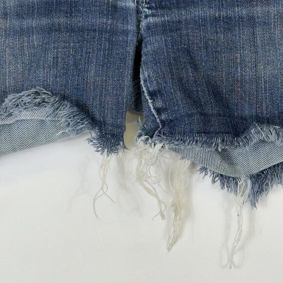 Seven For All Mankind 7FAMK Raw Edge DIY Cut Off Low Rise Denim Shorts Womens 28 - Picture 4 of 9